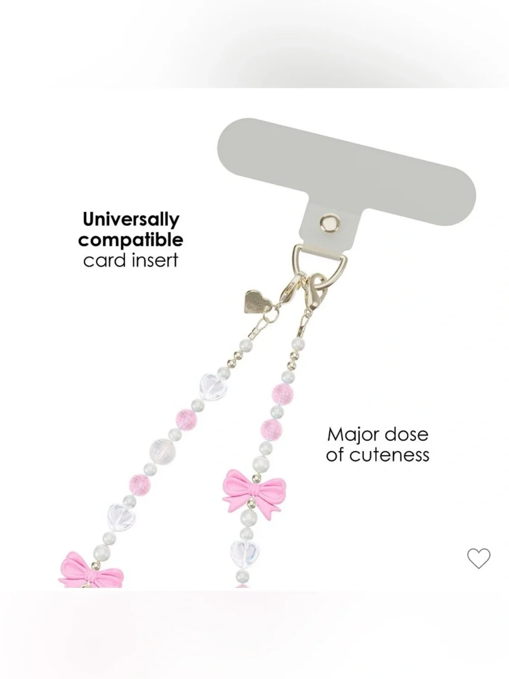Velvet Caviar Pink and White Beaded Phone Strap with Bow Accents